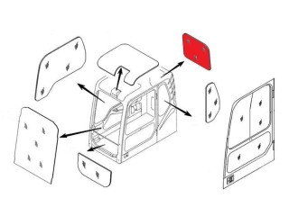 Стекло кабины заднее (триплекс) 71N6-02750 Hyundai R140-R500 серия 7 и 7A
