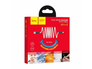 USB кабель HOCO X21 Plus Silicone MicroUSB, 2.4А, 1м, силикон (синийчерный)
